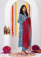 Blue Anarkali Suit Set