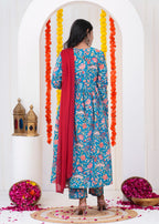 Blue Anarkali Suit Set