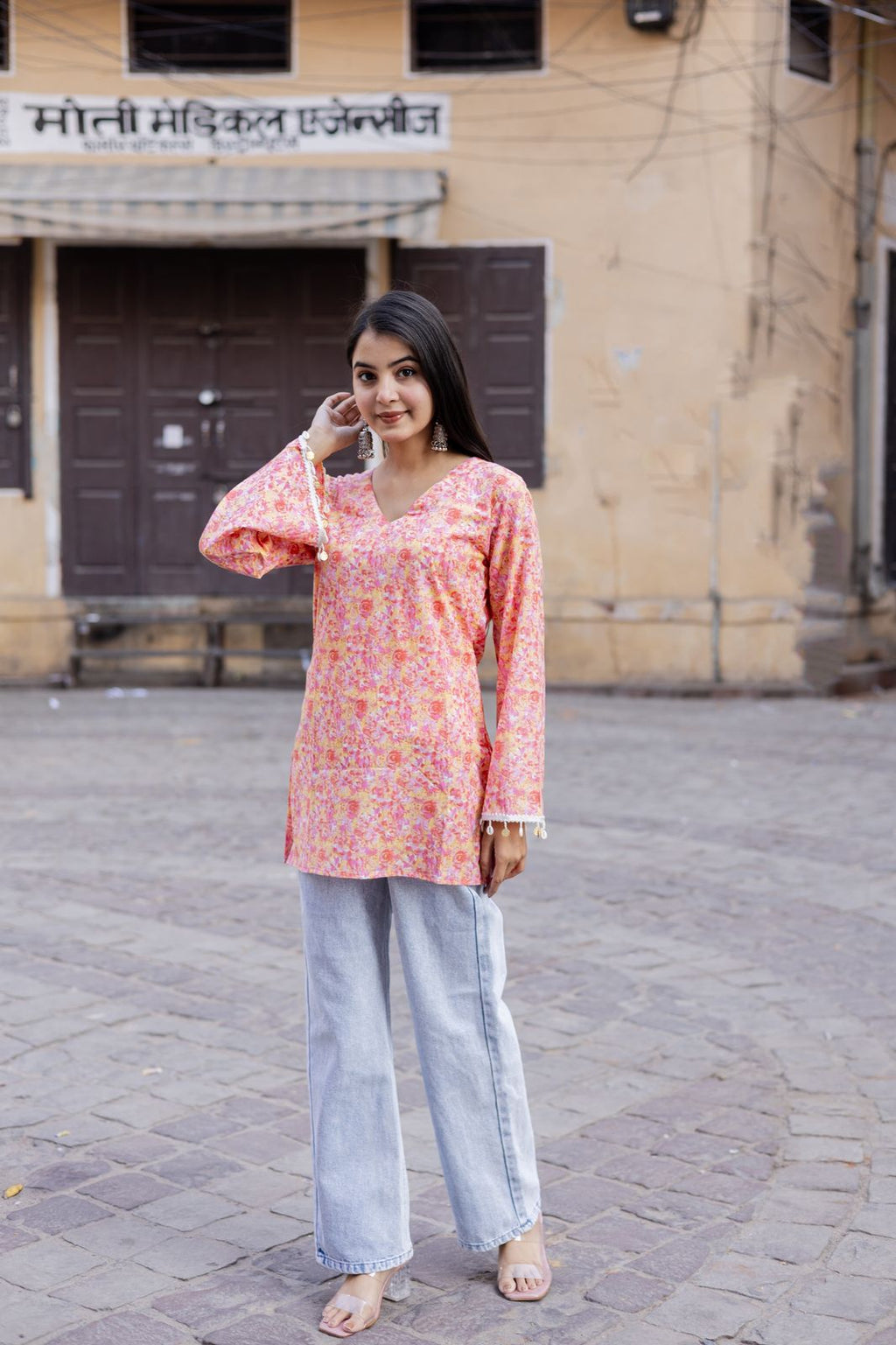 Nush Pink Cotton Kurti