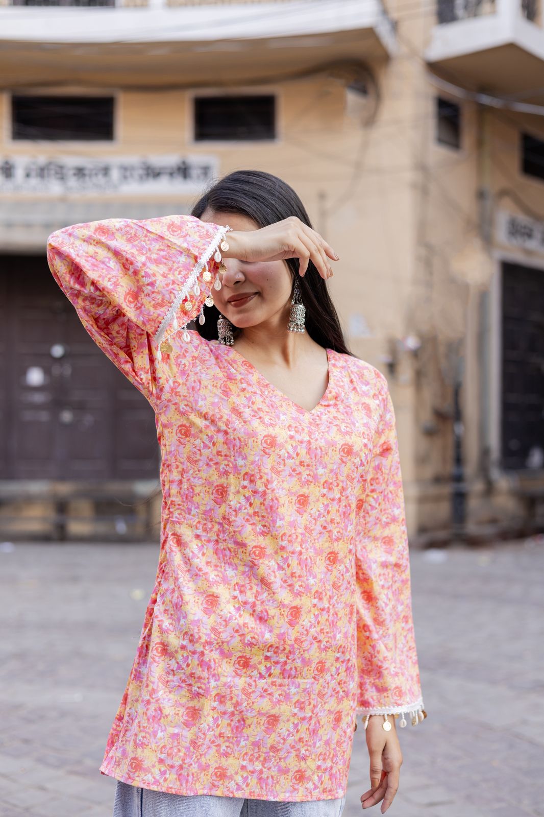 Nush Pink Cotton Kurti