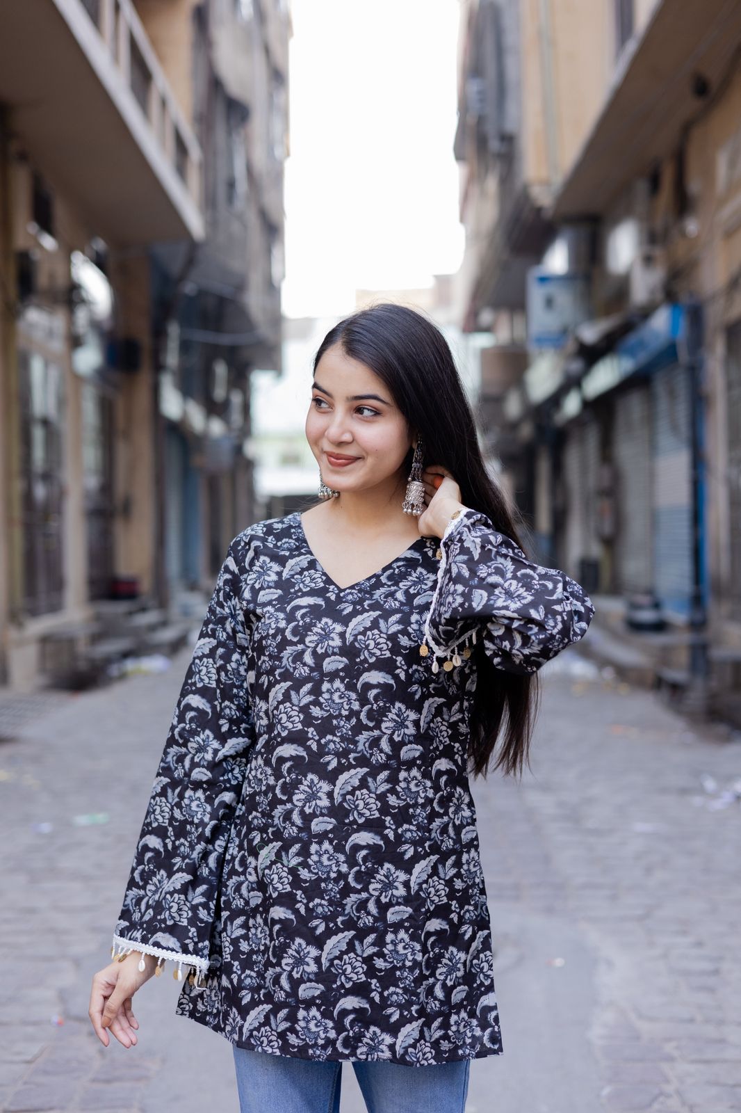 Jiva Black Cotton Kurti