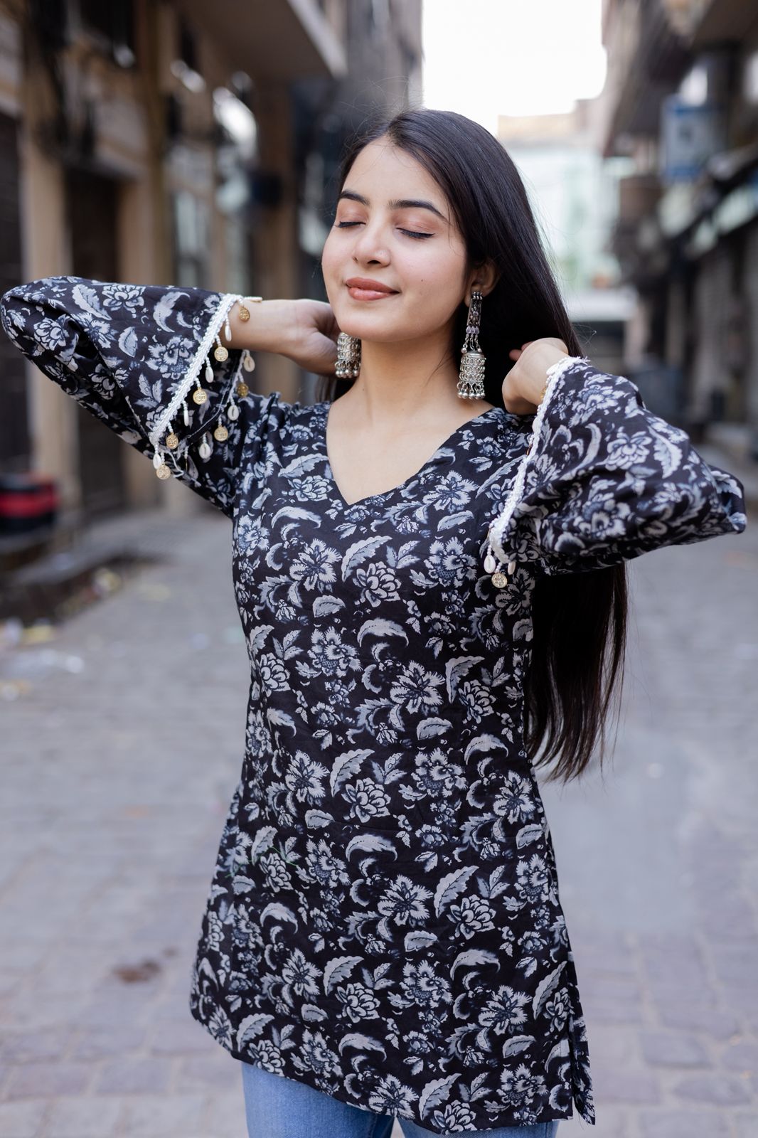Jiva Black Cotton Kurti