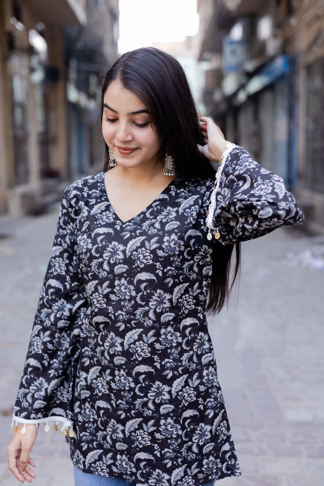 Jiva Black Cotton Kurti